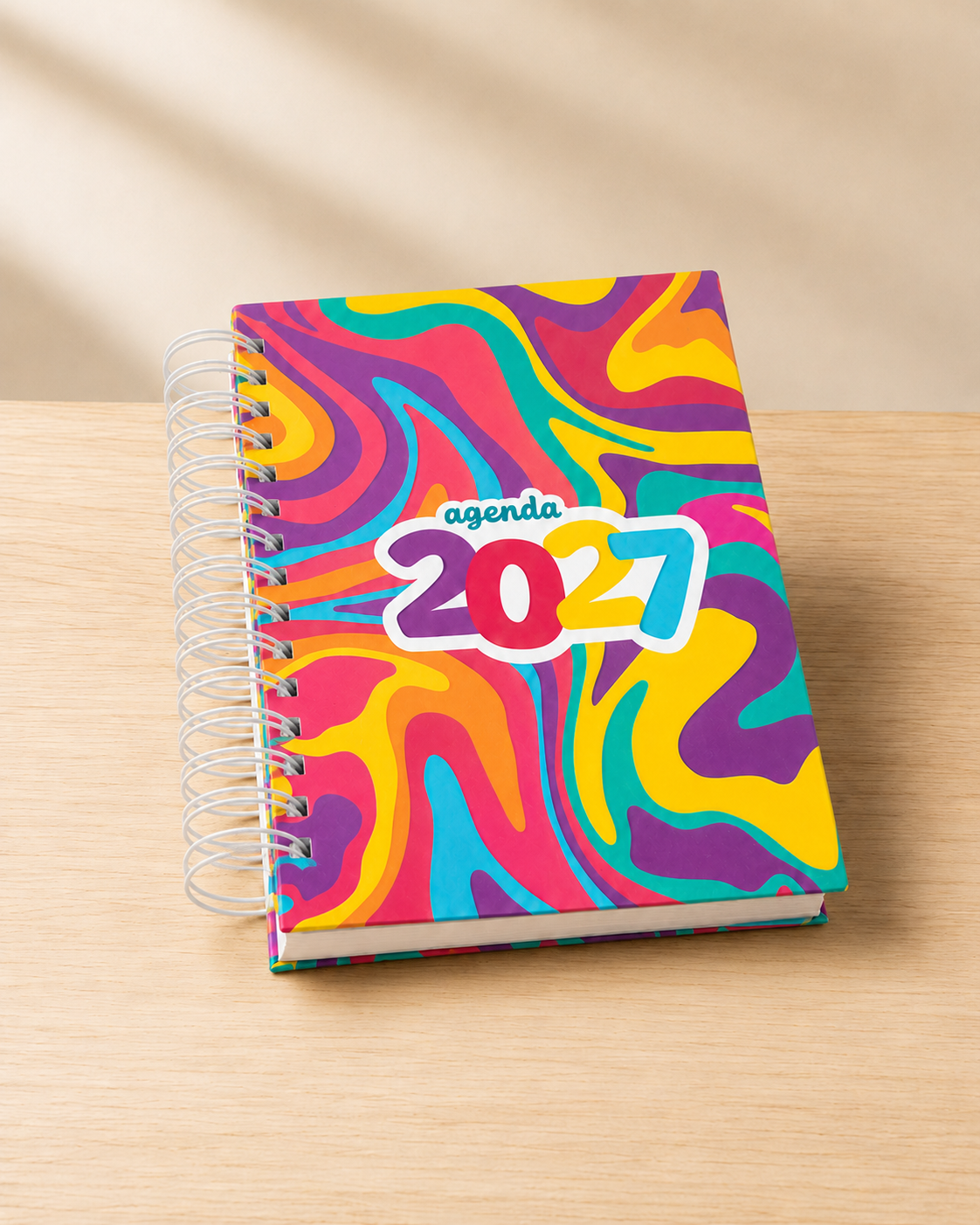 Agenda colorida 2027 personalizada